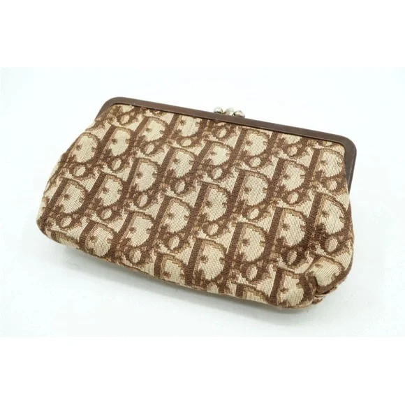 Dior Beige and Brown Monogram Coin Purse - Picture 2 of 11